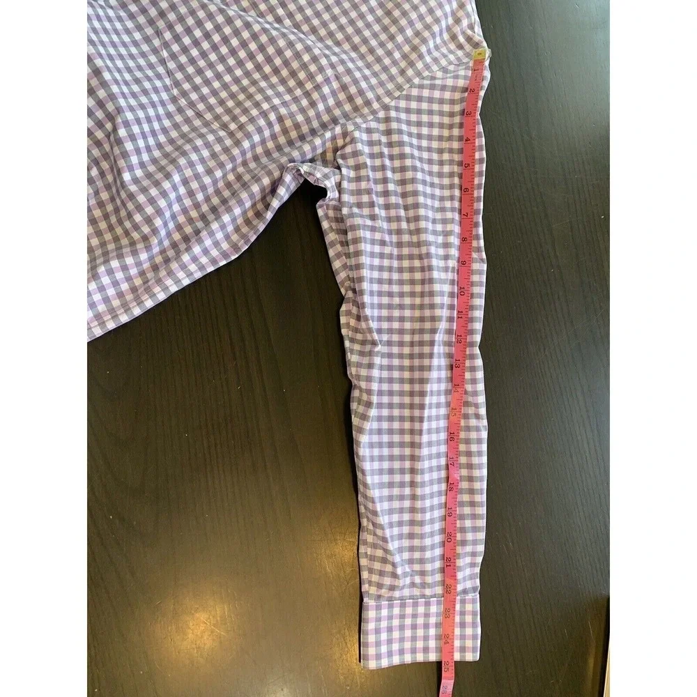 Banana Republic Shirt Mens Large Purple White Checks Preppy Easter Office Casual